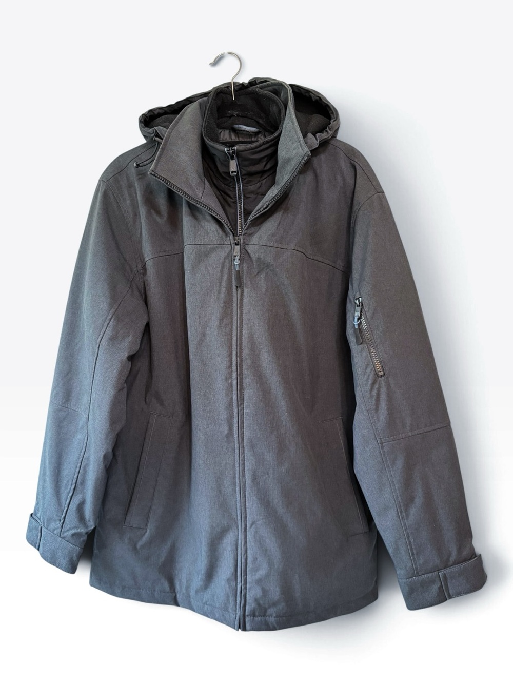 Weatherproof Men's Insulated Winter Jacket with Removable Hood Dk Grey Medium
